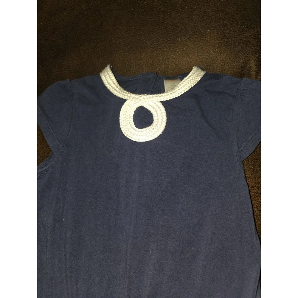 Gymboree cape‎ cod cutie navy blue romper rope neckline size 9